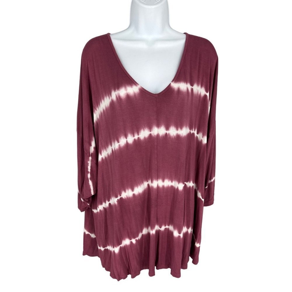 Lane Bryant V-Neck 3/4 Sleeve Blouse Tie Dye Size 18/20